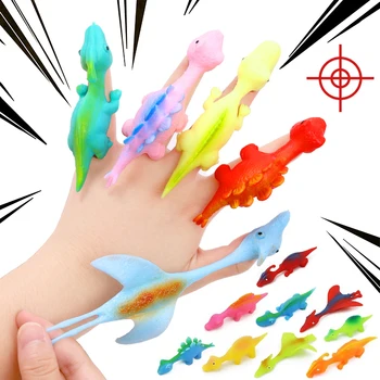 창의적 손가락 투석기 공룡 새총, 스티커 벽 장난감, 성인 및 어린이용 환기 스트레스 해소, 10 개