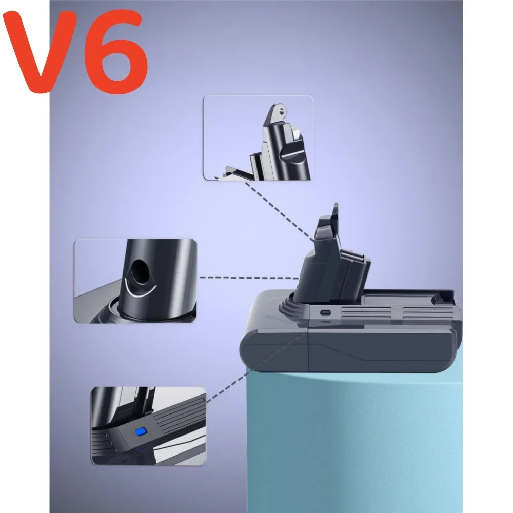 

Rechargeable Battery for Dyson V6/V7/V8/V10/V11, Compatible with SV07/SV12/DC62/Absolute/Fluffy Animal Pro Cordless Vacuum.