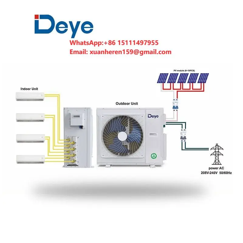 Deye 36000Btu 4Hp 3 Ton Multi-Zone Solar Air Conditioner AC/DC Hybrid Wall Mounted Split AC