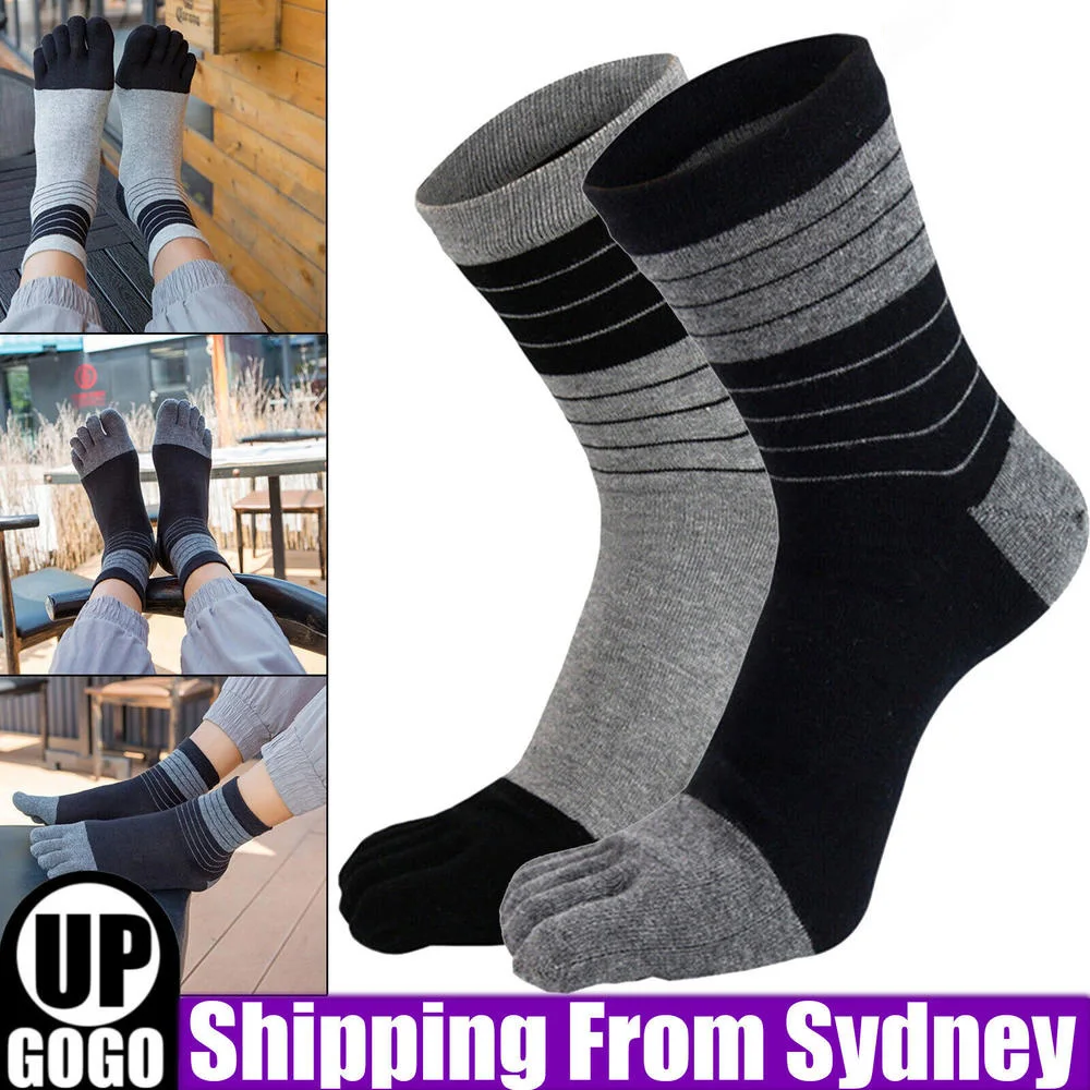 Five Finger Socks Split Toe Men's Mid tube Toe Socks Sweat-absorbing Five Finger Breathable Business Cotton Socks Office Socks