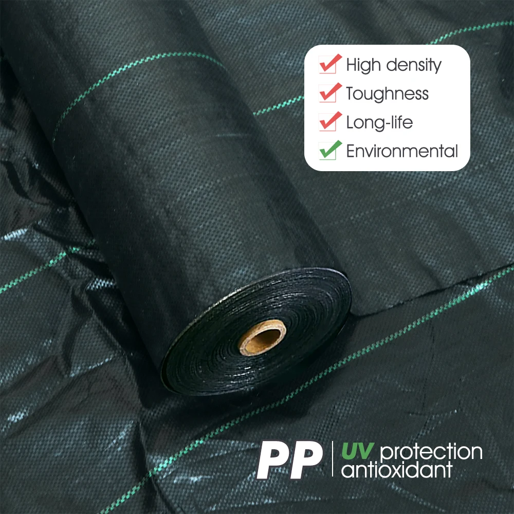 Black PP Weed Barrier Fabric Durable Grass Cloth Ground Cover for Agriculture Orchard Landscape Weed Control Mulch Gardening Mat