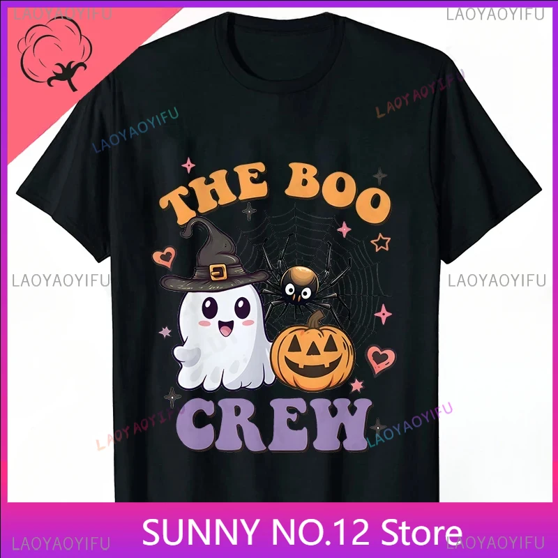 The Boo Crew Shirts Halloween Family Matching 100%Cotton T-shirts Family Halloween Party Short Sleeve Clothes Fahion Print Trend