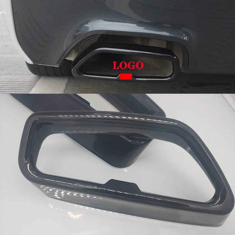 Stainless Steel Car Rear Exhaust Muffler Pipe Cover Trim Tail Throat Frame for BMW 5 Series G30 G38 2018-2021 With Logo