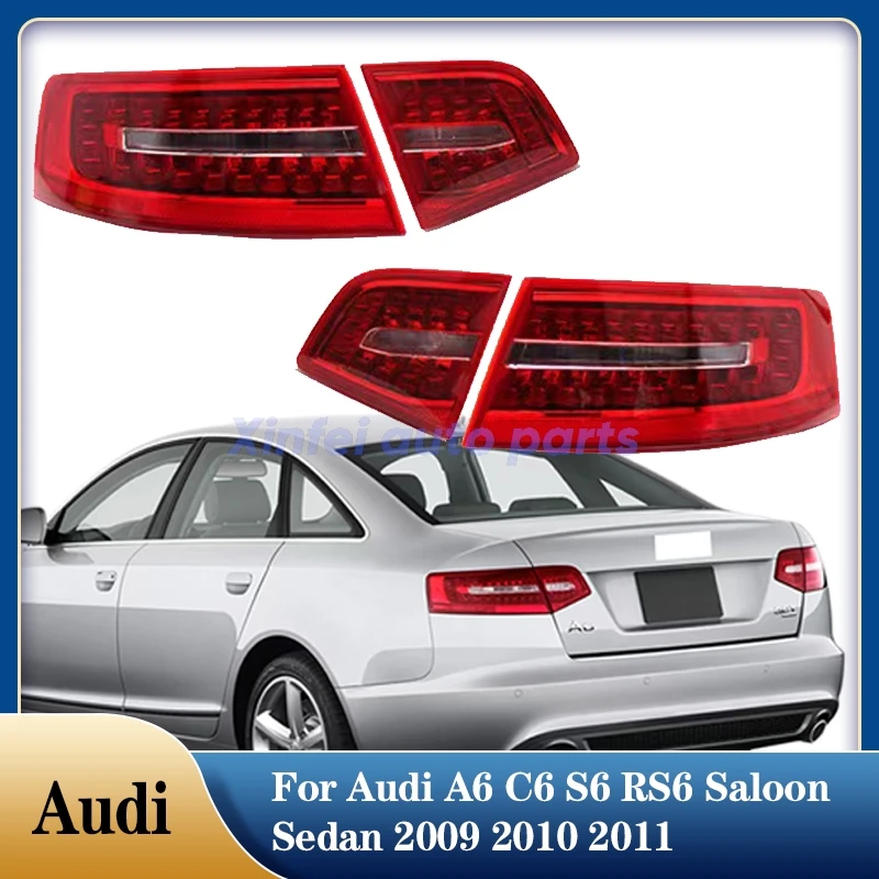 

Для Audi A6 C6 S6 RS6 седан 2009 2010 2011, светодиодный задний фонарь автомобиля, стоп-сигнал, задний указатель поворота, стоп-сигнал в сборе