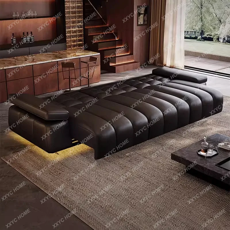 Fudao genuine leather electric sofa, new model for three-seater living room, adjustable and sleeping combo sofa