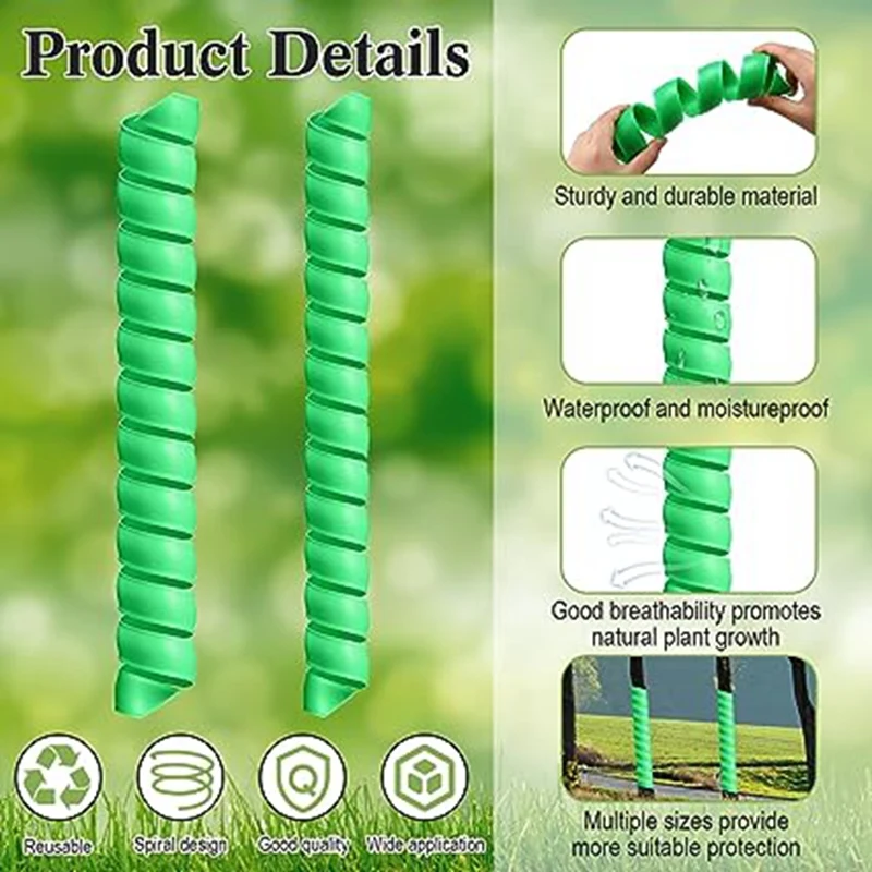 20PCS Plant Trunk Protectors, Plastic Spiral Trunk Protection Wraps, Bark Wraps, Bark Wraps Around Tree Tubes Green Easy To Use