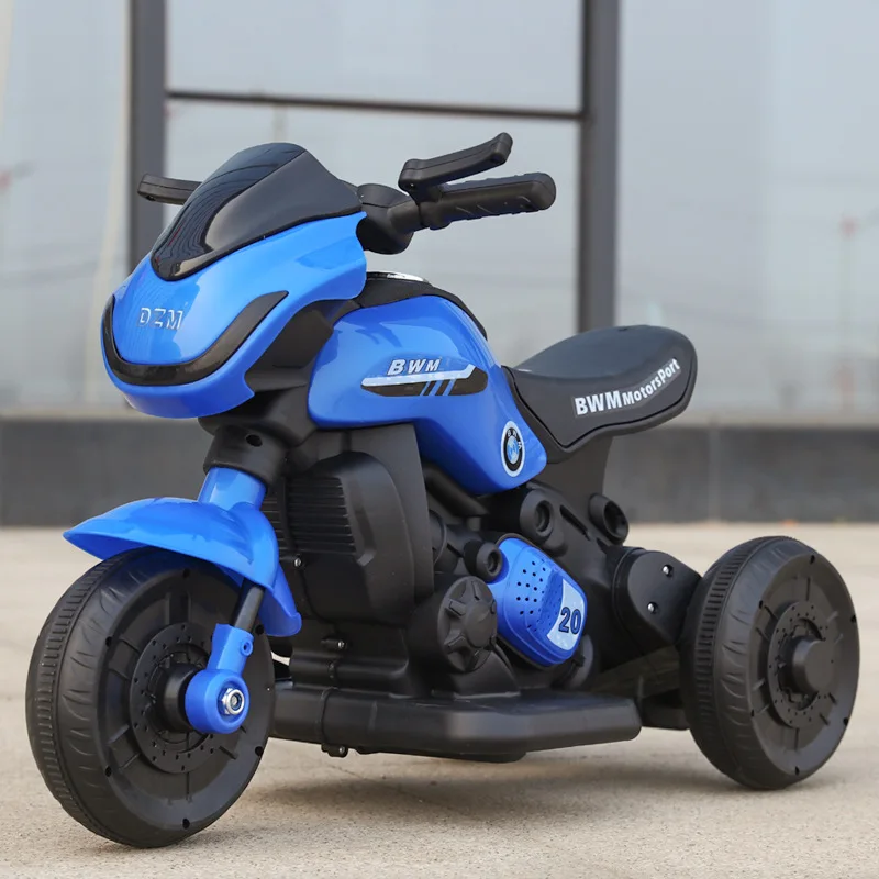 รถมอเตอร์ไซค์ไฟฟ้าสำหรับเด็ก ของเล่นขี่ได้ ดีไซน์สามล้อ พร้อมไฟ LED เบาะนั่งขนาดใหญ่ แบตเตอรี่แบบชาร์จได้ ขับขี่สบาย