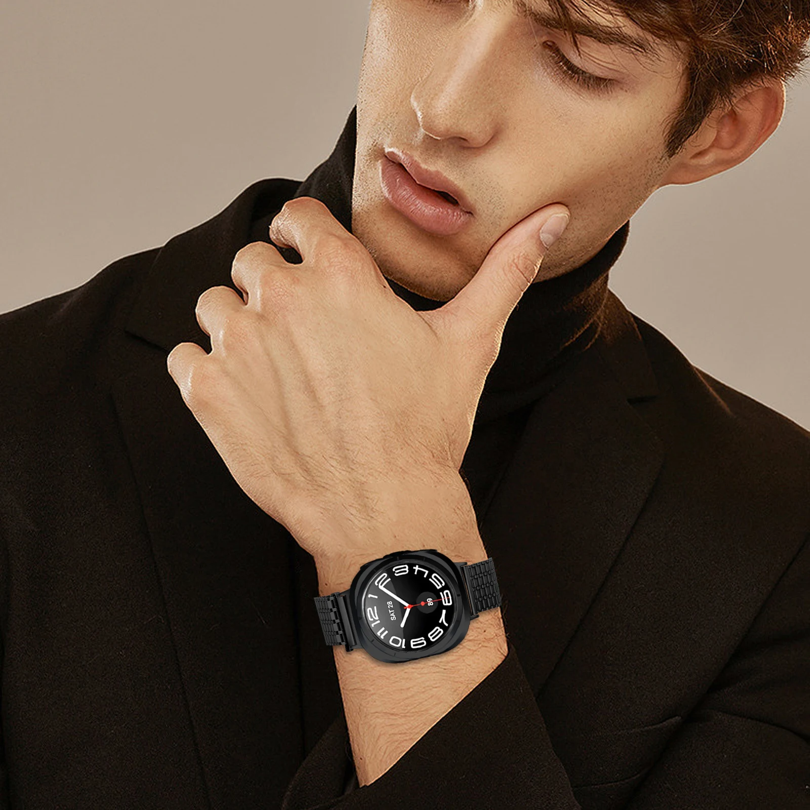 Ремешок для часов из нержавеющей стали подходит для аксессуаров для часов Samsung Ultra 47 мм со сменной конструкцией магнитной петли из девяти бусин