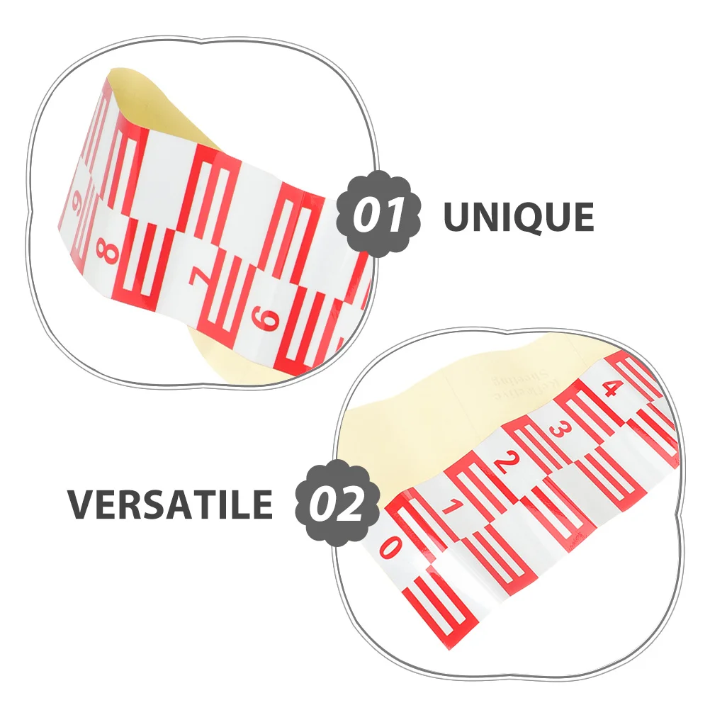 2 قطعة مسطرة مستوى مياه حمام السباحة، مؤشر قياس الشريط، ملصق عاكس للضوء باللون الأحمر