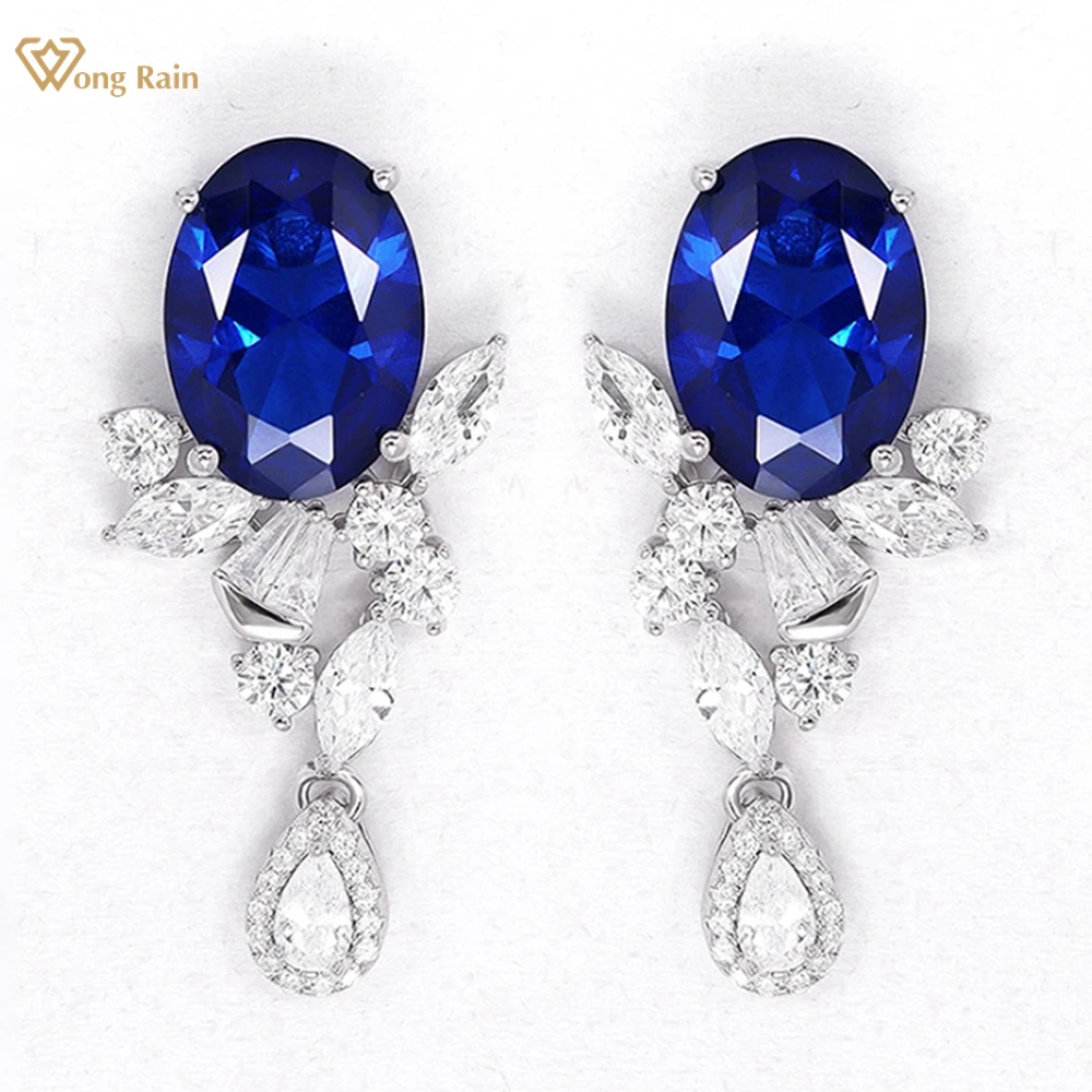 

Wong Rain 925 Sterling Silver Oval Sapphire Ruby Citrine High Carbon Diamond Gems Drop Earrings Studs Jewelry Anniversary Gifts