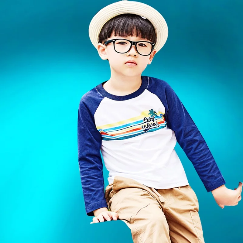 

Children's Leisure Boys Undershirt2024Spring and Autumn New Children's Clothing Cotton Long-Sleeved PrintingTT-shirt Wholesale