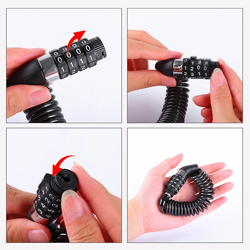 دراجة صغيرة كلمة السر قفل المحمولة خوذة قفل دائم أسلاك الفولاذ سلسلة قفل ل إطار الجبلية قفل دراجة اكسسوارات