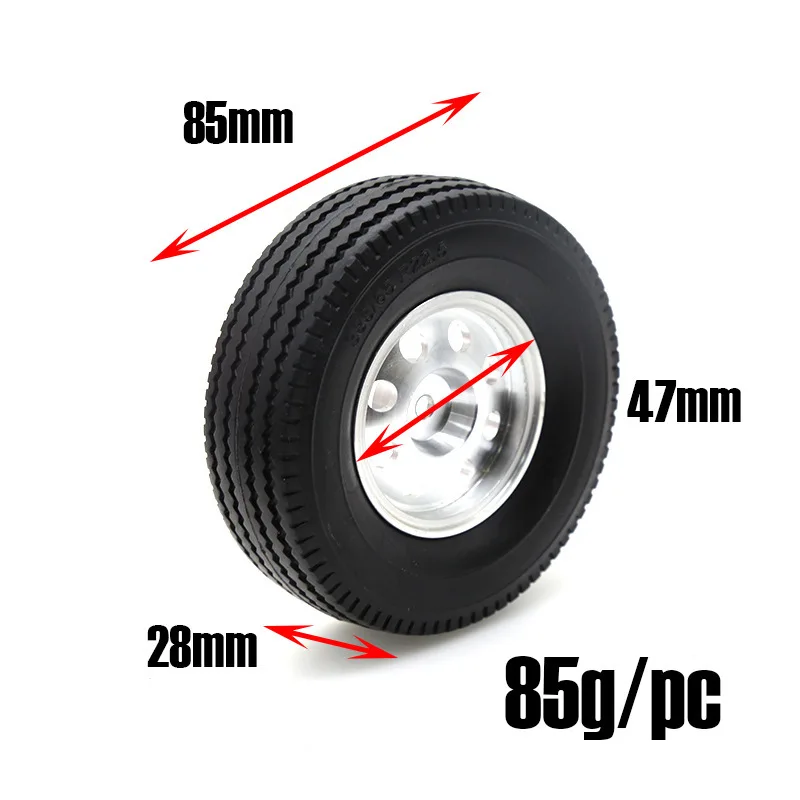 2/4pcs 385/65 R22.5 Hard Rubber Tires for 1/14 Tamiya RC Semi Tractor Truck Tipper MAN King Hauler ACTROS SCANIA Upgrade Parts