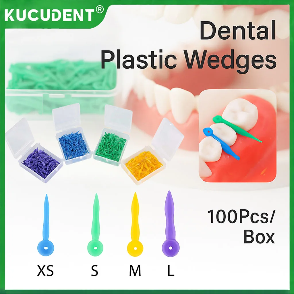 

100Pcs/Box Dental Tooth Gap Wedge Disposable Plastic Wedges with End Circular Holes Non-toxic Medical Grade Dentistry Materials