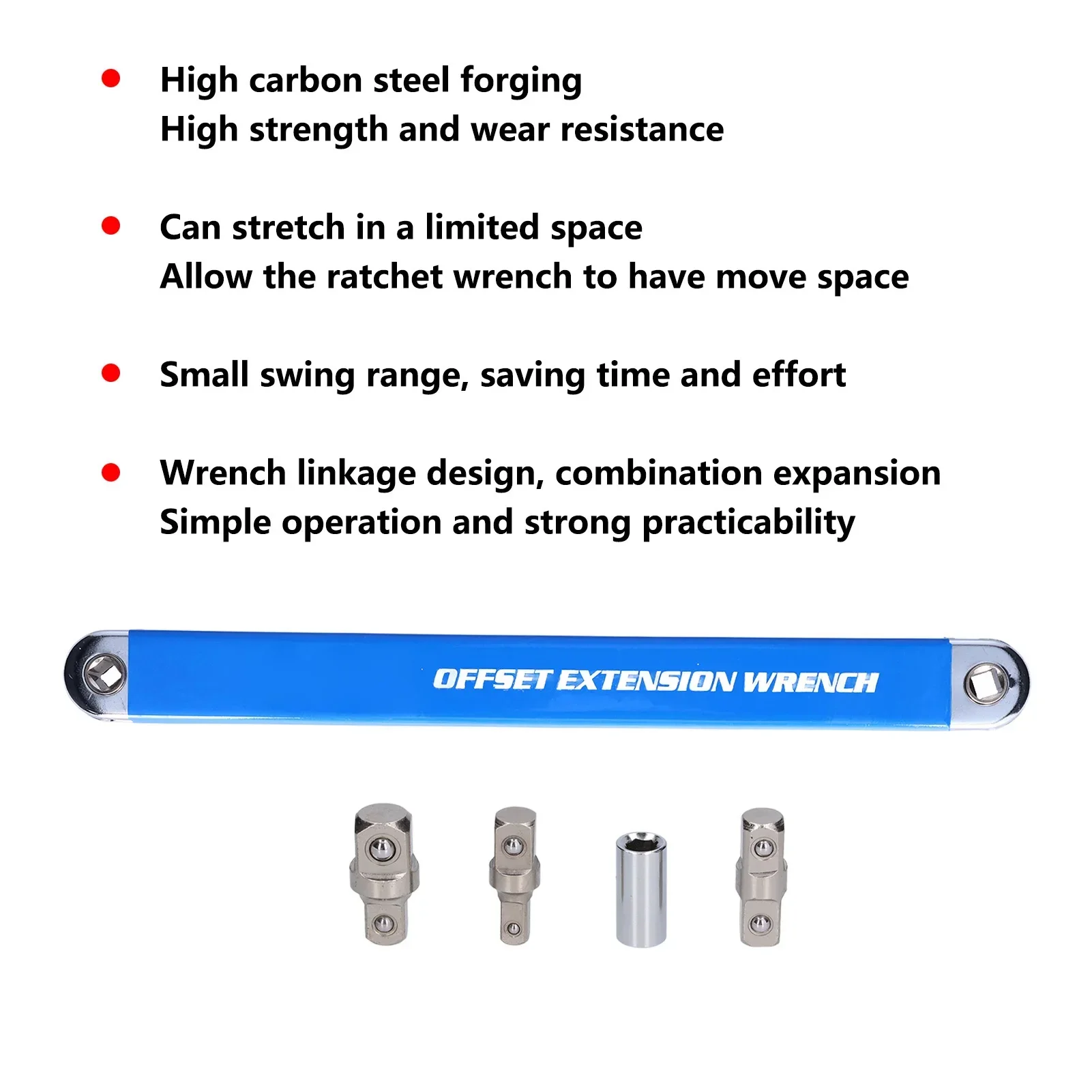 Set di chiavi di prolunga Prolunga per chiave a cricchetto offset in acciaio ad alto tenore di carbonio con adattatori Prolunga per chiave a cricchetto con presa
