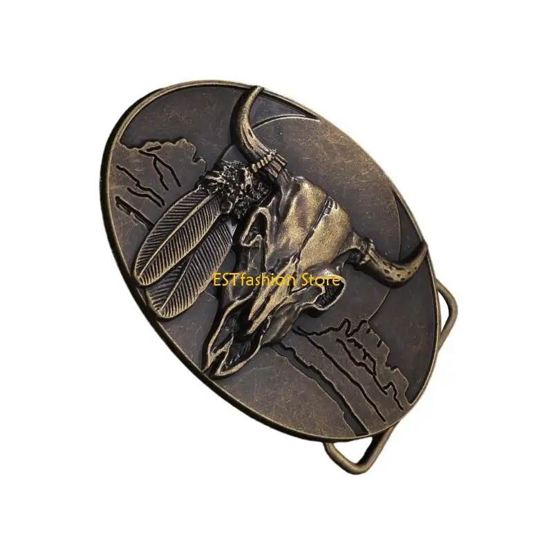 Y5GC الثور رئيس مشبك للمراهقين حزام رجالي دلاء معدنية للسراويل الملابس الرائعة والاكسسوارات خمر حزام مشبك الكبار