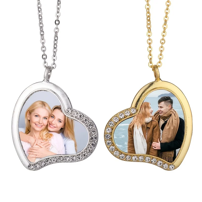 Personalised Photo Sublimation Alloy Necklace, Custom Picture Heart Pendant Necklace - Suitable for Everyday Wear and Gifting