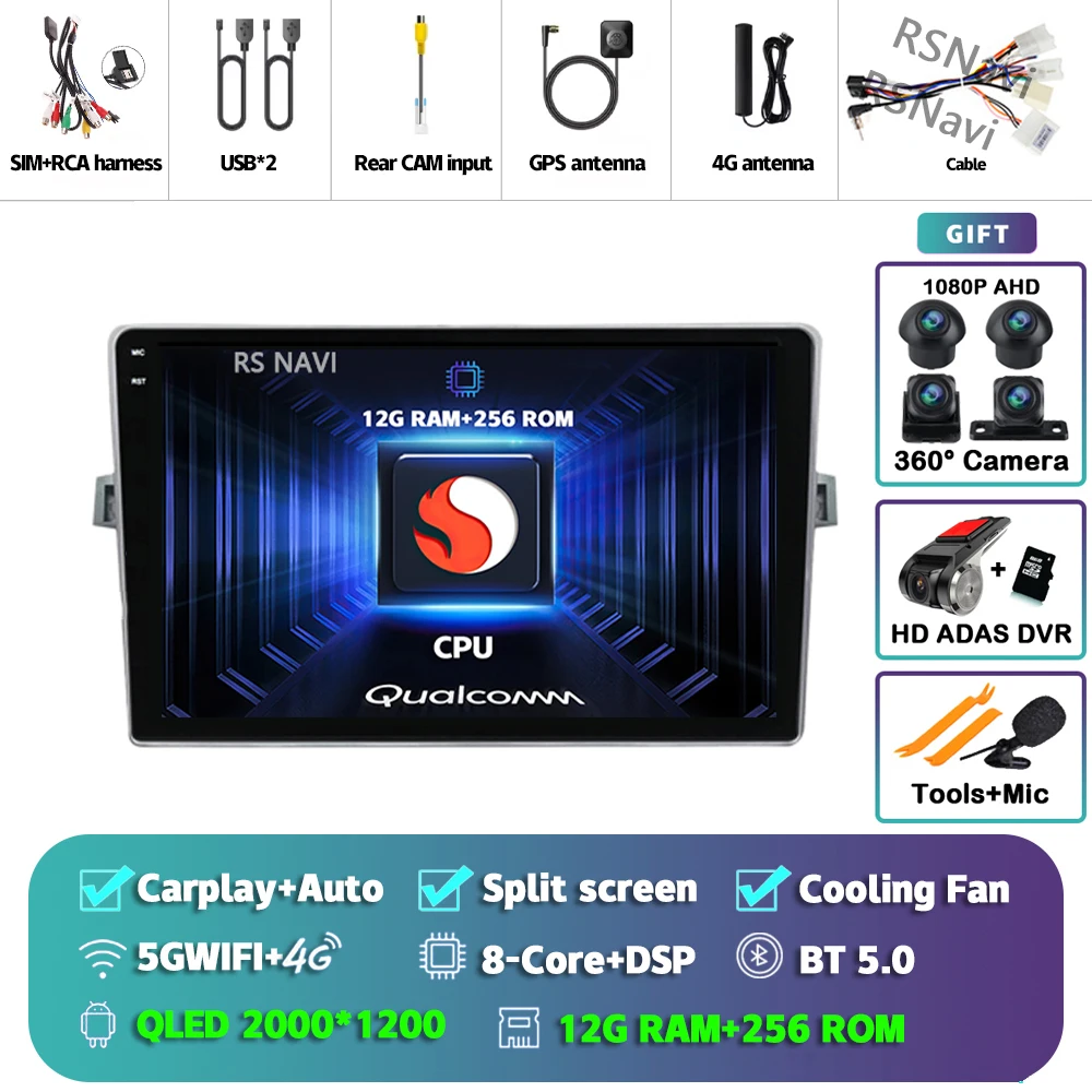Android 15 Autoradio Navigatie Multimedia Speler Voor Toyota Verso 2010 2011 2012 2013 2014 2015 2016 Carplay Auto Stereo video