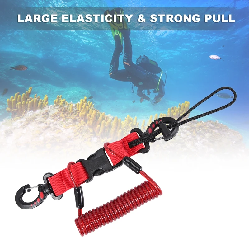 Scuba Diving Lanyard Coil Springs Camera Lanyard Spiral With Ring Dive For Dive Lights Underwater Diving Rods