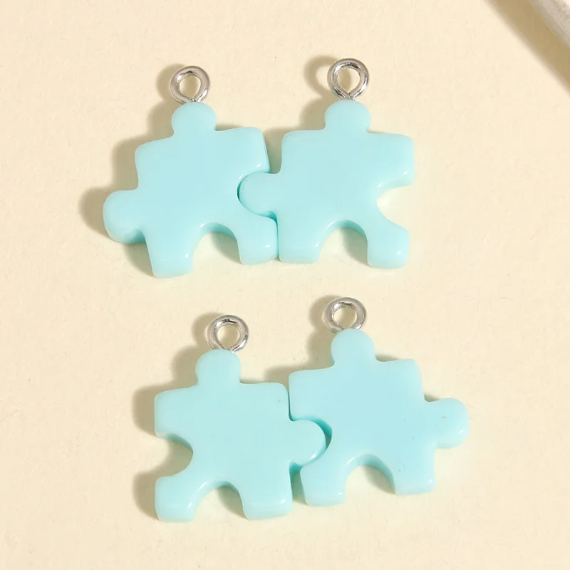 5pcs 20x15.5mm Colorful Funny Jigsaw Puzzle Pieces Charms Resin Embellishment Pendant For Hairpin Handmade Jewelry Accessories