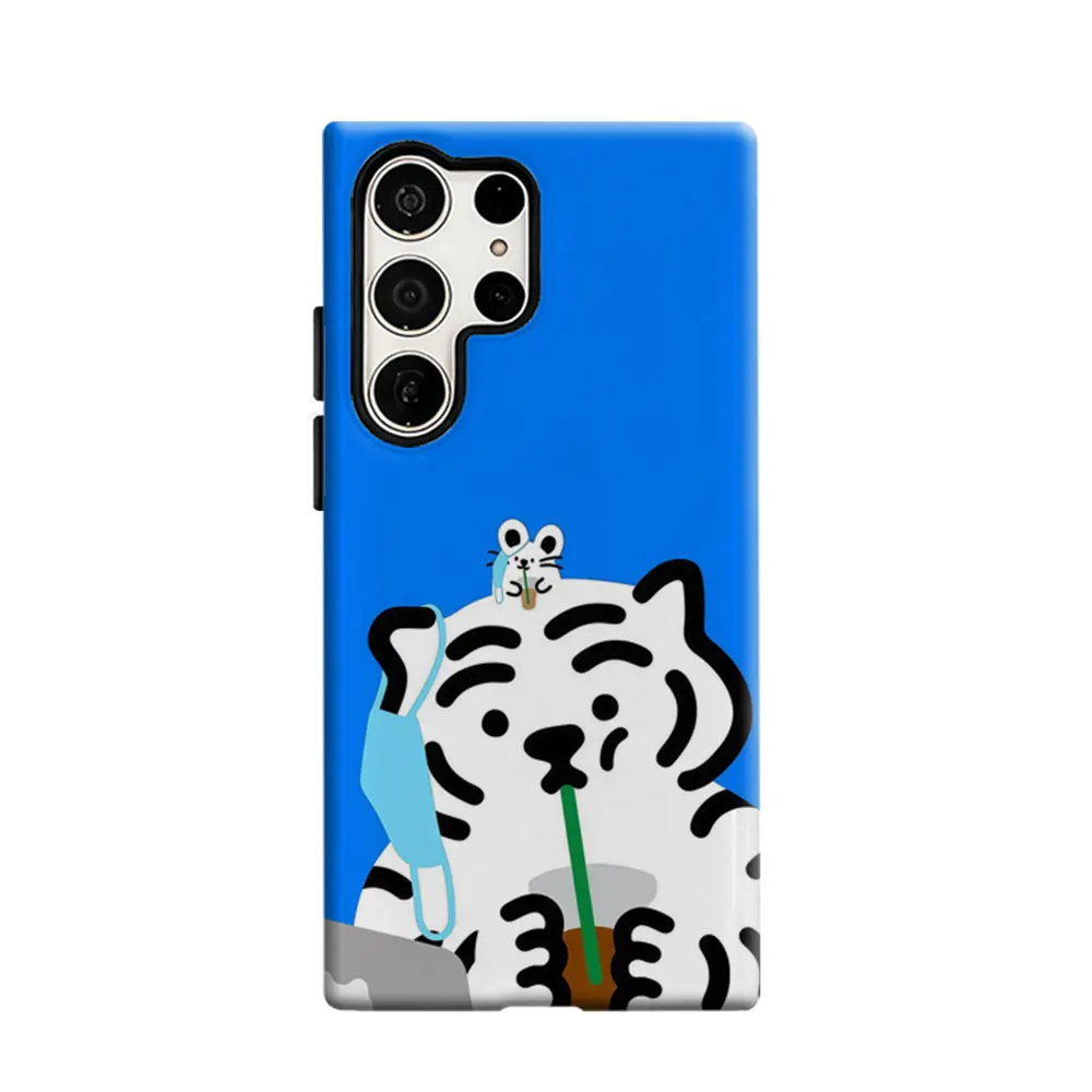 CaseLumi Phone Case For Samsung Galaxy S25 S24 S23 Ultra Plus HD Hard Cute Tiger Double Layer Cover Film Shell