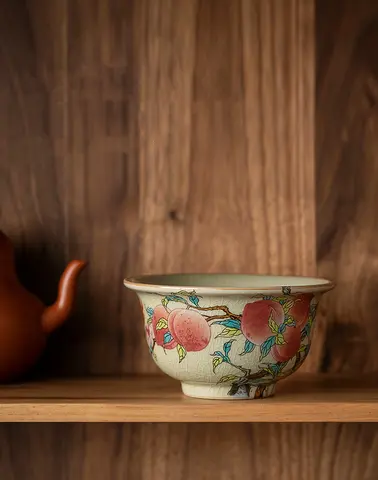Ceramic Opening Peach Cup Chinese Antique Pottery Cups Ancients Tea Cup Set Teaware Teacup Mugs For Tea Ceremony Lily Deng