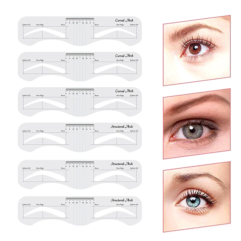 3/10Pcs Reusable Eyebrow Stencil Soft Ruler Brow Definer Eye Brow Drawing Guide Styling Shaping Grooming Template Card