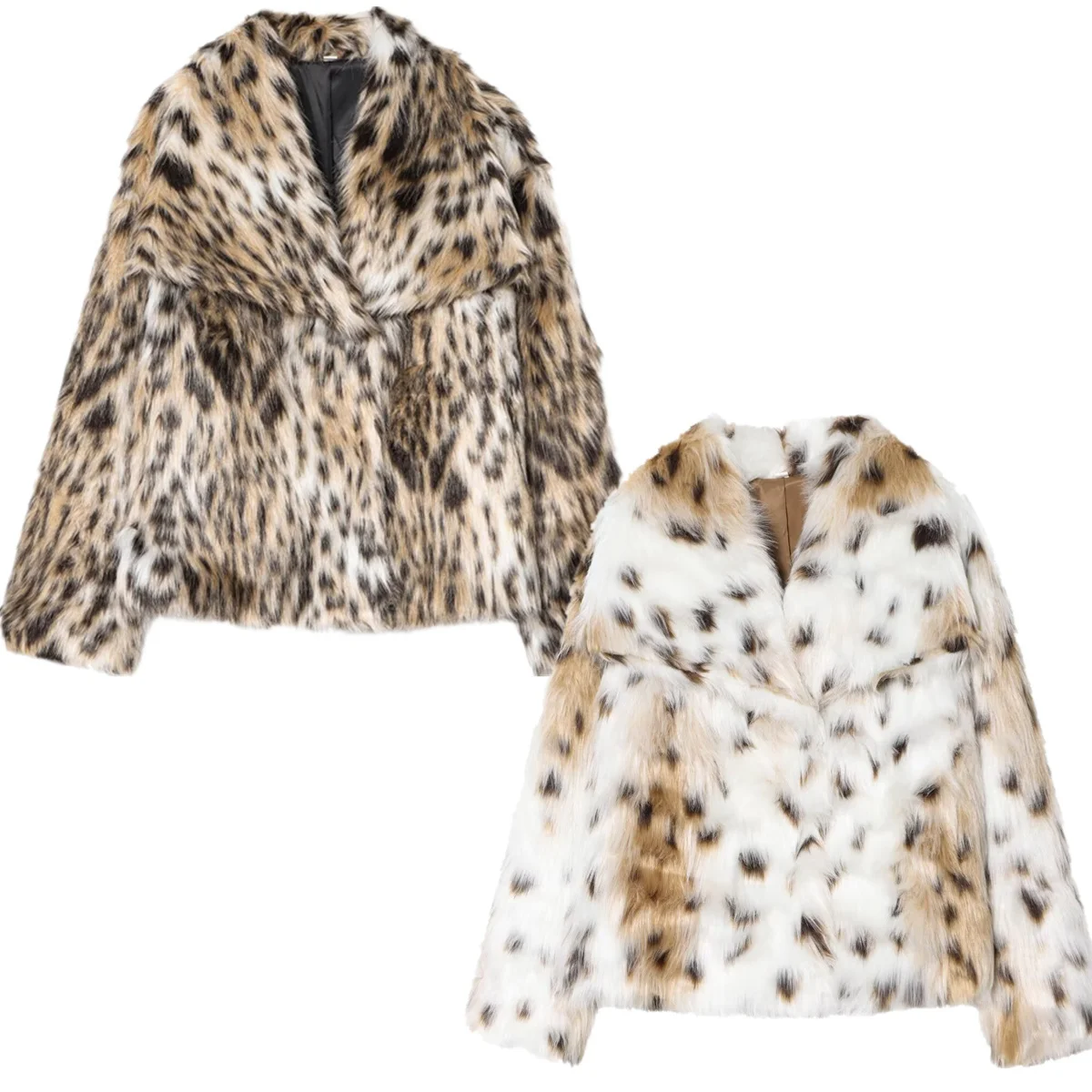 Maxdutti British Fashion Women's Leopard Print Faux Fur Coat Jacket Women For Winter Women's Jacket Woman Clothes Tops