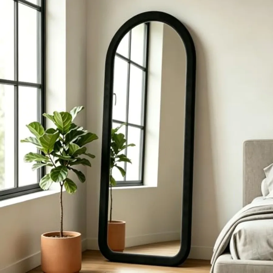 

Full Length Mirror 56"x20" Arch Floor Mirror with Stand Arched Full Body Mirror Standing Hanging or Leaning Against Wall for Be