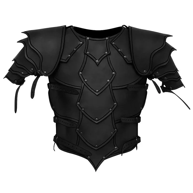 Mens medievale cavaliere vichingo Costume da pirata Body Shoulder Armor Set Steampunk gilet in pelle Armor Larp Cosplay Outfit pauldron