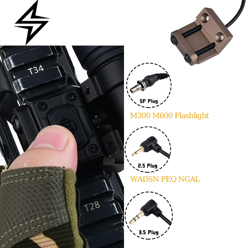 Metal CNC Pressure Remote Switch Picatinny Rail Mount SF/2.5/3.5 Plug M300 M600 Flashlight Accessories Side Offset Fit
