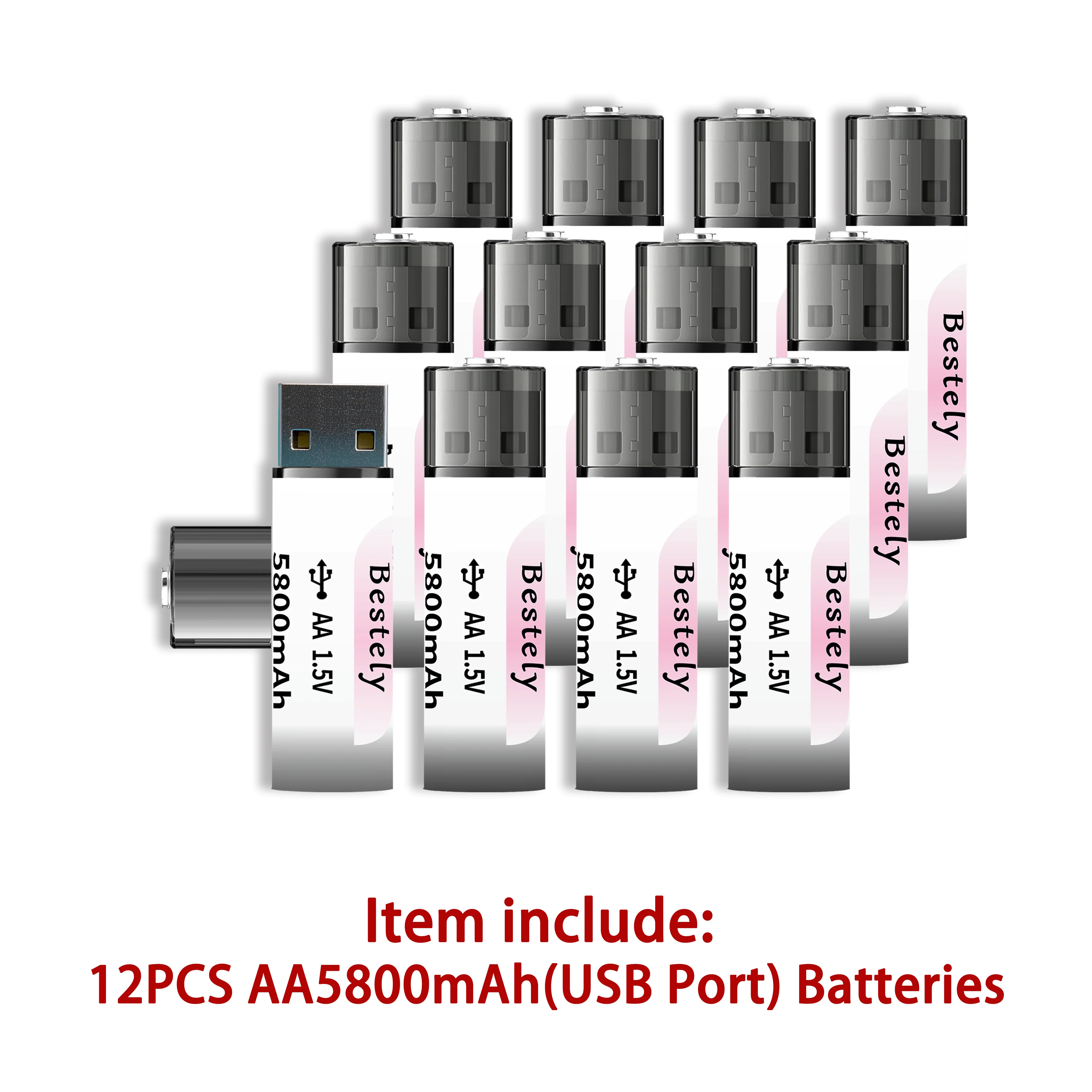 1.5V AA 1500mWh USB Lithium Rechargeable Battery High Capacity Fast Charging Li-ion Batteries USB Port for remote control mouse