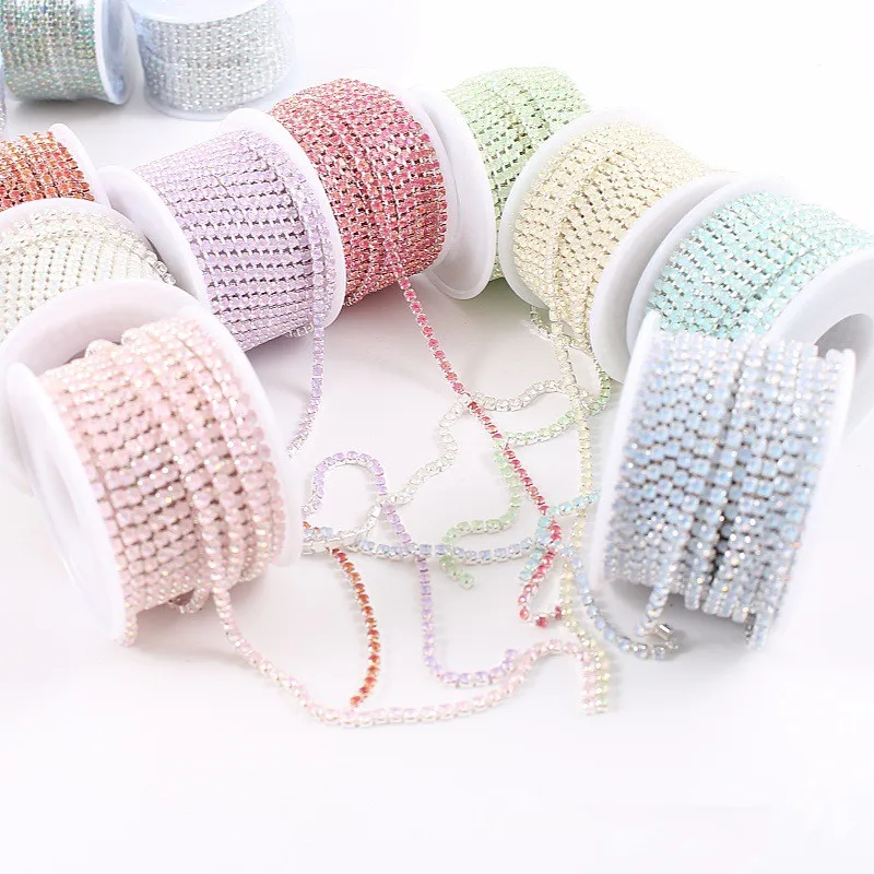 NOUVEAU Chaîne de strass à griffes 5 yards 2/3mm, couleur Mocha Protein, à coudre à la main, pour DIY, coques de téléphone, pinces à cheveux, accessoires de chaussures