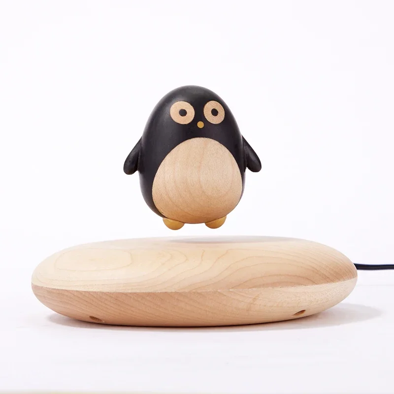 Magnetic Levitation Little Penguin, Log Decoration, Creative Decoration, Wood Carving, Desktop Toy, Gift for Men and Women