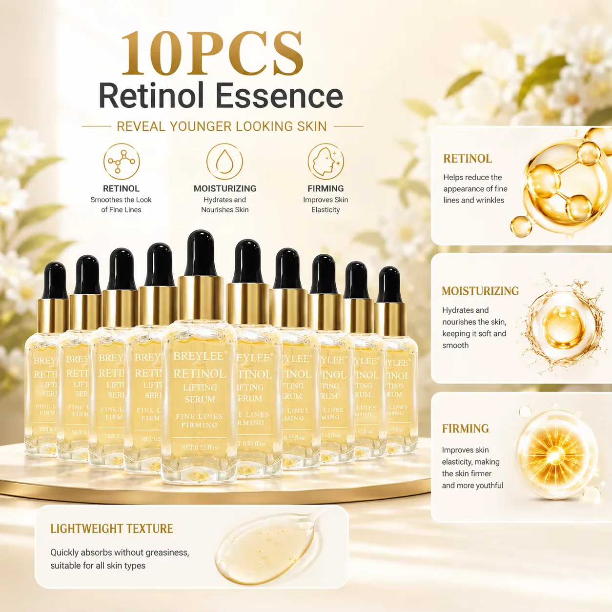 BREYLEE Bestseller Retinol Lifting Serum 17ML Aufhellende Feuchtigkeitscreme Hautpflege für Alle Hauttypen – Detail 2