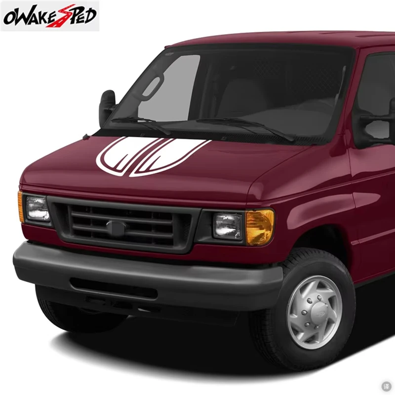 

Car Sport Styling Hood Bonnet Stripes Decor Stickers Film For-Ford E350 Auto Engine Cover Body Vinyl Decals Exterior Accessories