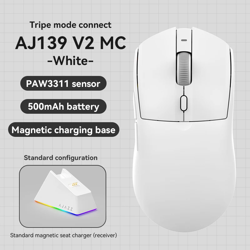 AJAZZ AJ139 V2 MC Symmetrische Ergonomische Bedrade Gamingmuis, Hoge Nauwkeurigheidssensor, Duurzame Schakelaar Lichtgewicht PC Esports Muis