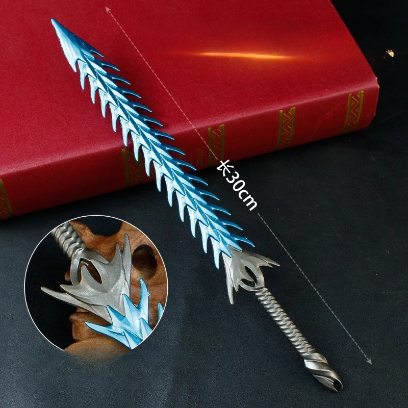 30 cm Nuovo Nezha Anime Surroundings Cracking Frusta Modello in metallo Puntelli di scena Decorazione del desktop Ornamenti Ragazzi Regali di compleanno Giocattoli