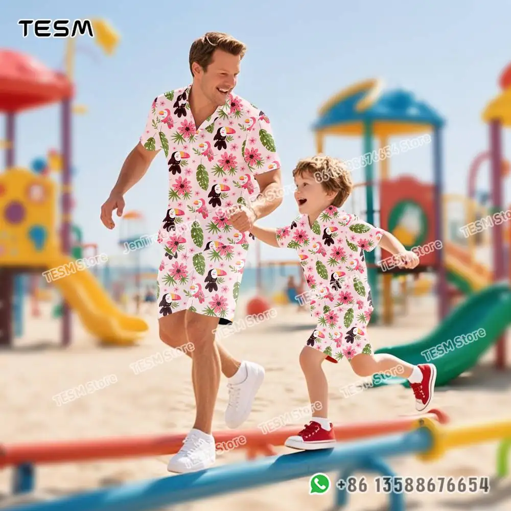 

TESM пляжные летние рубашки летняя одежда для родителей и детей с короткими рукавами красочные цветочные рубашки с 3D принтом для папы и сына рубашки для мамы и дочки