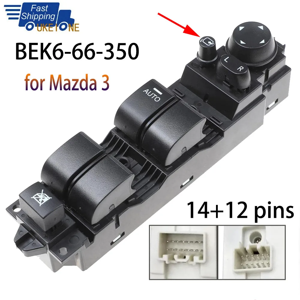 Car Accessories BEK6-66-350 for Mazda 3 2011 2012 2013 2014 2015 Front left Electric Power Window Control Switch Lifter Button