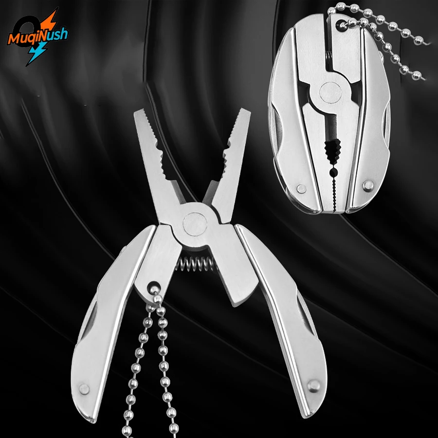 

MuqiNush 7-in-1 Pocket Stainless Steel Foldable Tool Pliers Multi purpose Tool with Screwdriver Keychain Outdoor Camping Fishing