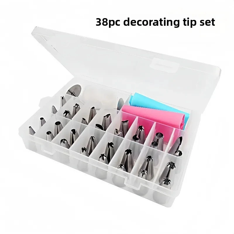 38Pcs Stainless Steel Cake Decorating Tools Set Icing Piping Nozzles with Pastry Bags for Baking