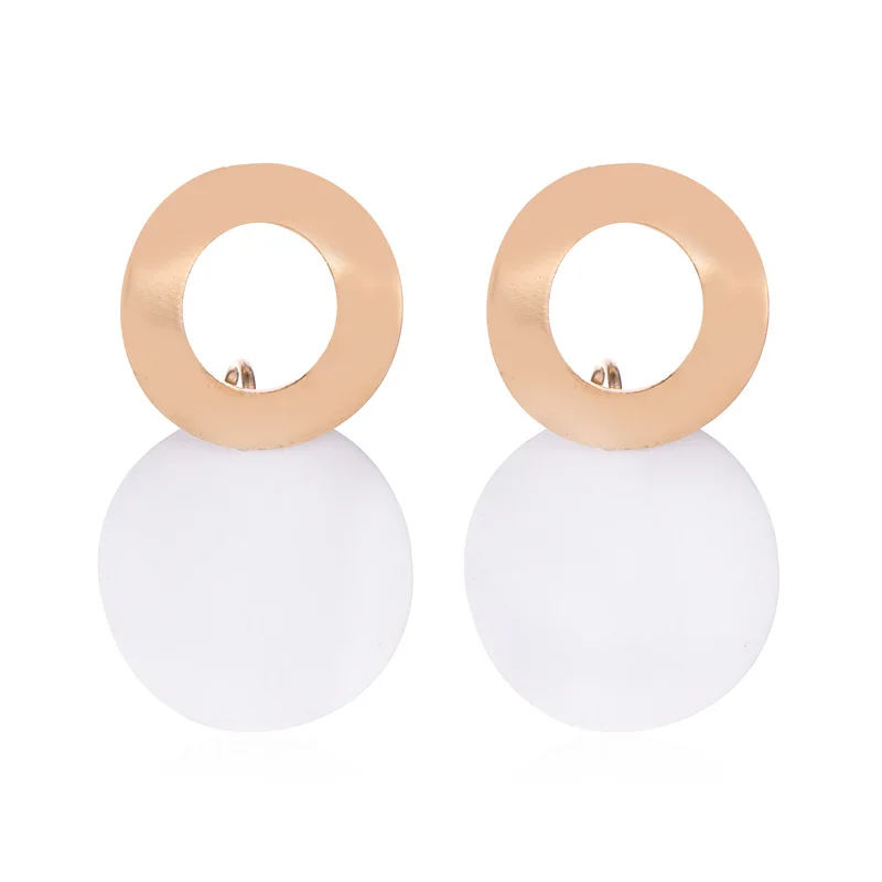 New Vintage Round Matte Drop Earrings for Women Metal Fashion Statement Dangle Earring Trend Jewelry Gifts