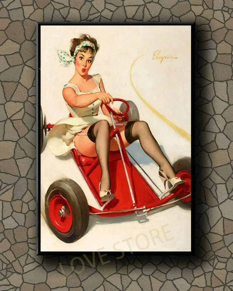 P209 Vintage Beautiful Pin-up Girl Classic Picture 333 Silk Fabric Poster Art Decor Indoor Painting Gift