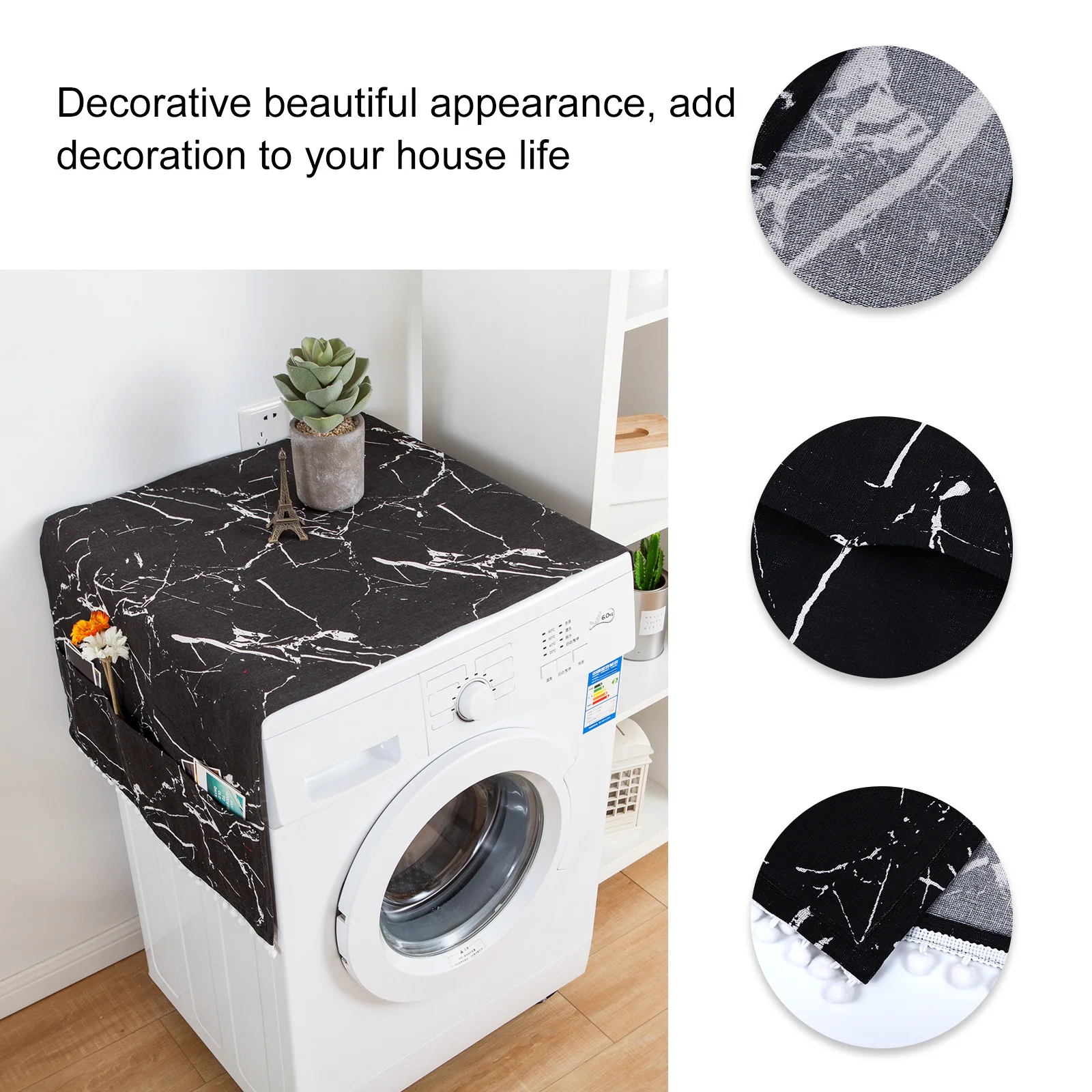 

Marble Microwave Oven Cover Dustproof Protective Cover Foldable Easy Carry Microwave Oven Protector Decorative Home and Office