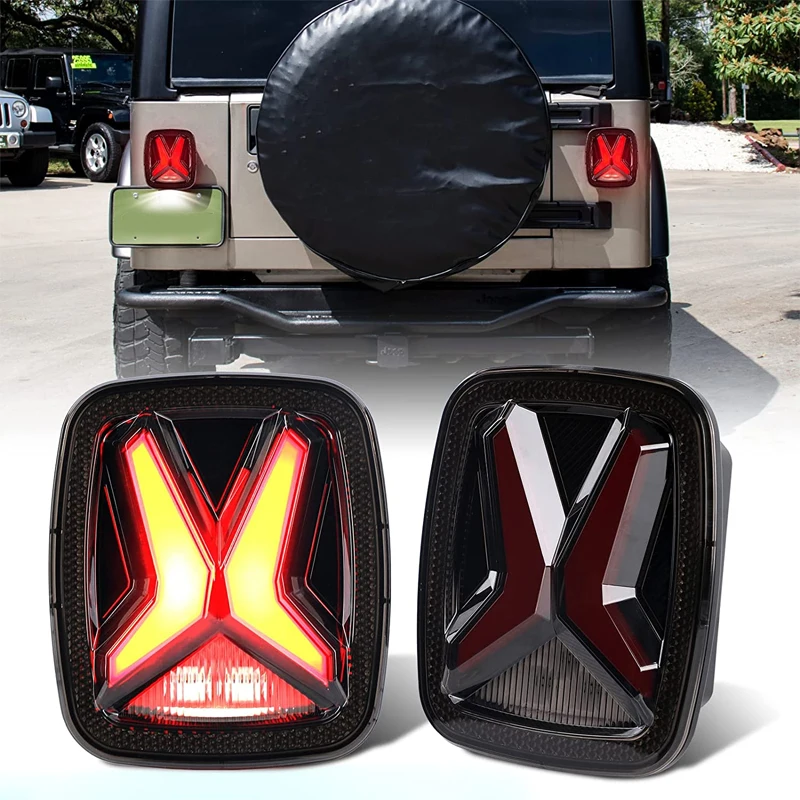 DOT E-mark Approved Car Light Assembly Led Tail Lamp For Jeep Wrangler CJ TJ YJ Smoked Brake Reverse Light Daytime Running Light