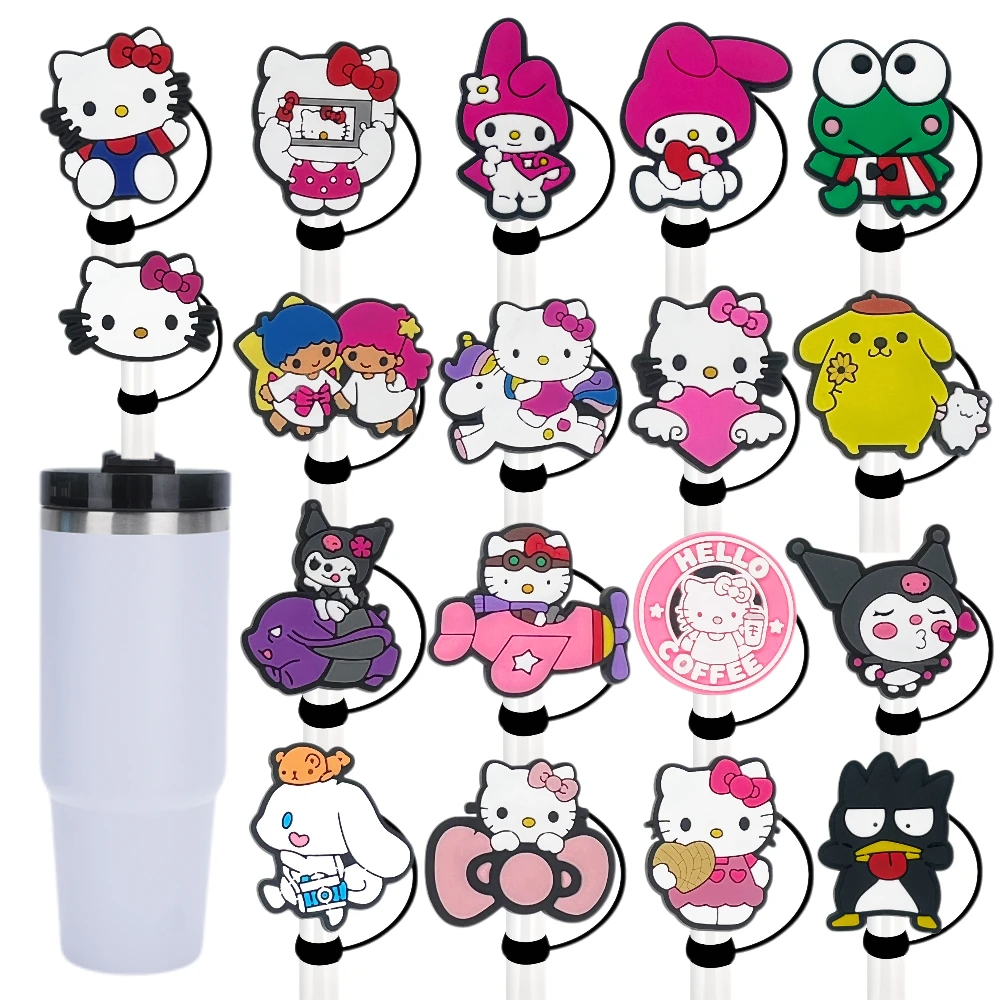 MINISO New Sanrio Series Straw Cover Cap 10MM Drink Straw Plug Reusable Splash Proof Fit Cup Accessories Straw Cap Charms Pendnt