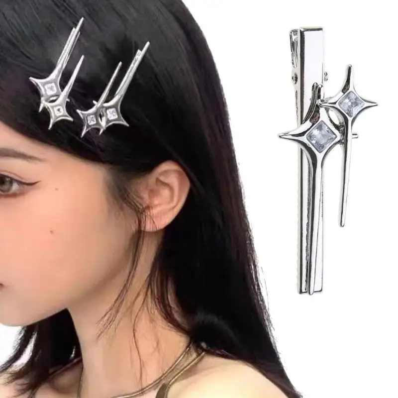 A52E Sweet Irregular Star Hair Side Clip Handmade Metal Hairpin Hair Accessories Girl Women Silver Elegant Barrettes