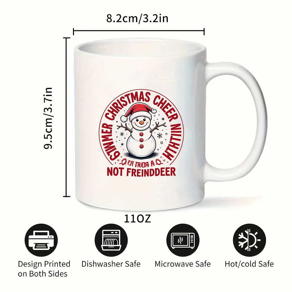 Taza de 11oz + pegatina de sombrero de muñeco de nieve de dibujos animados + regalo festivo de ambiente navideño para niños, taza de café familiar para el hogar y la Oficina