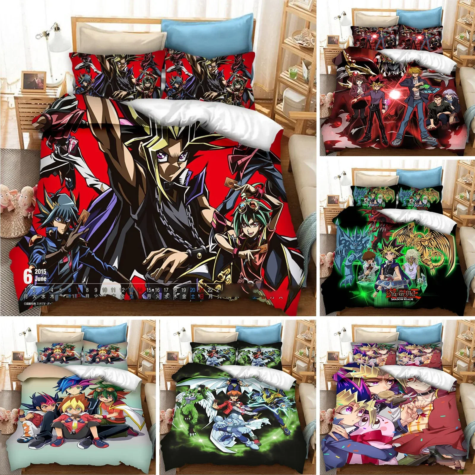 3D Printed Anime Duvet Cover Pillowcase Yu Gi Oh Duel Bedding Set Double Twin Full Queen King Adult Kids Bedclothes Quilt Cover